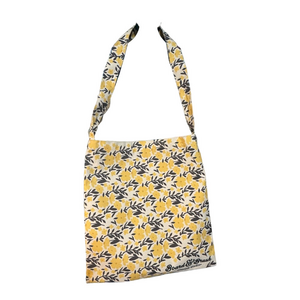 Yellow Flower and Leaf Print Tote Bag - Preloved